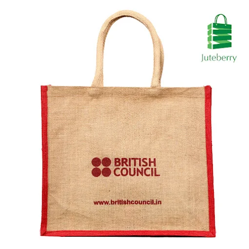 Blue Fish Printed Jute Shopper